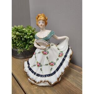 Cracker Barrel Porcelain Victorian Lady Figurine With a Fan